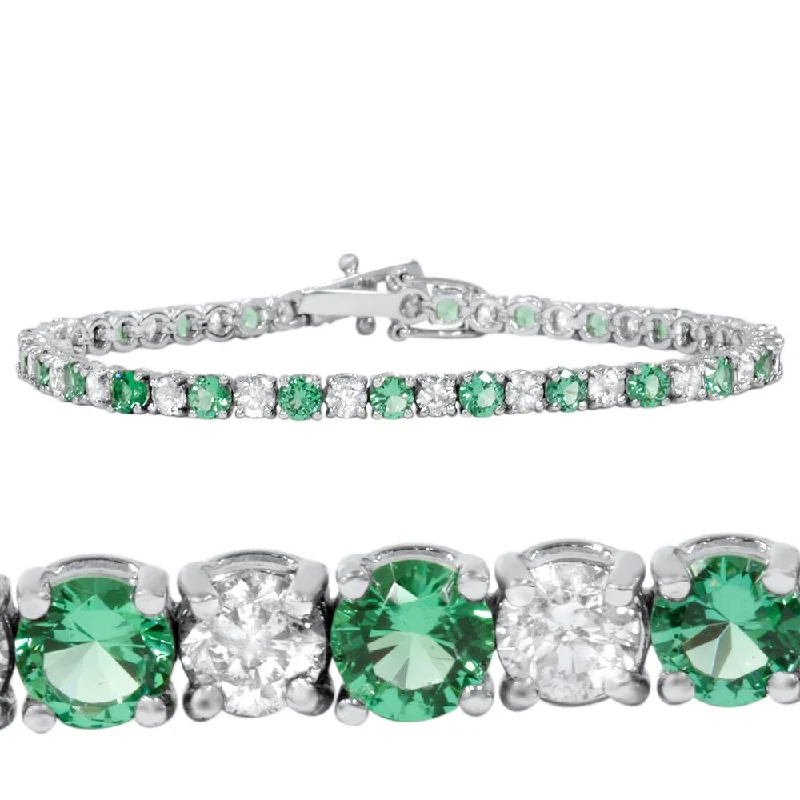 Handcrafted Jewelry Sale – Unique Designs At Low Prices 3ct Emerald & Diamond Genuine Tennis Bracelet 14K White Gold