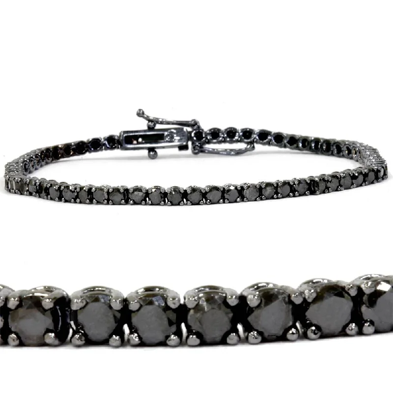 Shop Stylish Jewelry Now And Save Big 4ct Black Diamond Tennis Bracelet 14K Black Gold 7"