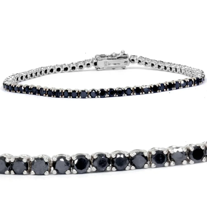 Huge Savings On Timeless Jewelry Collections 4ct Black Diamond Tennis Bracelet 14K White Gold 7"
