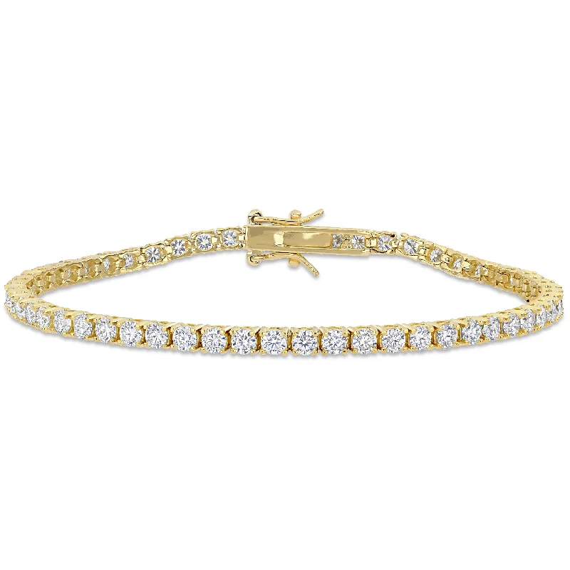 5 1/10 CT DEW Created Moissanite Tennis Bracelet in Yellow Gold Plated Sterling Silver