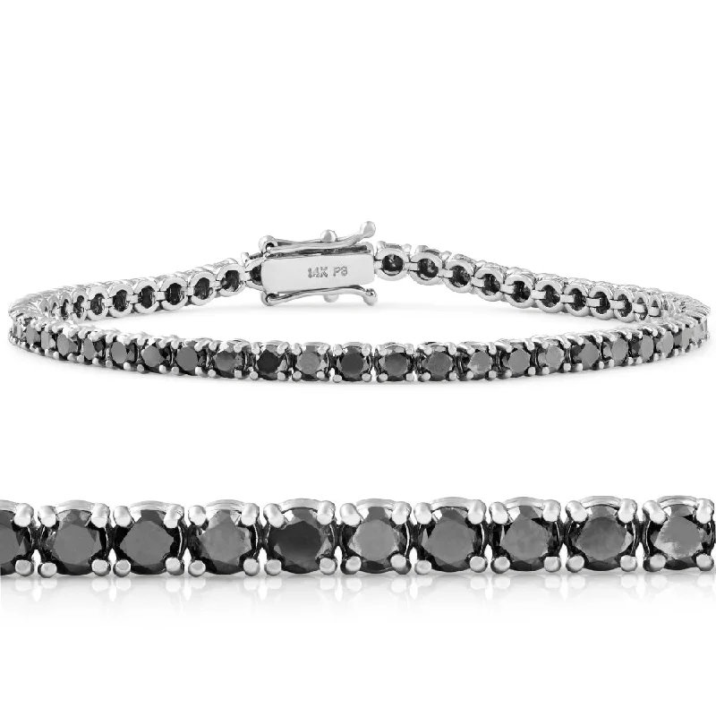 Bestselling Jewelry Now On Sale – Elevate Your Look 5 1/2Ct Black Diamond Tennis Bracelet 14k White Gold 7"