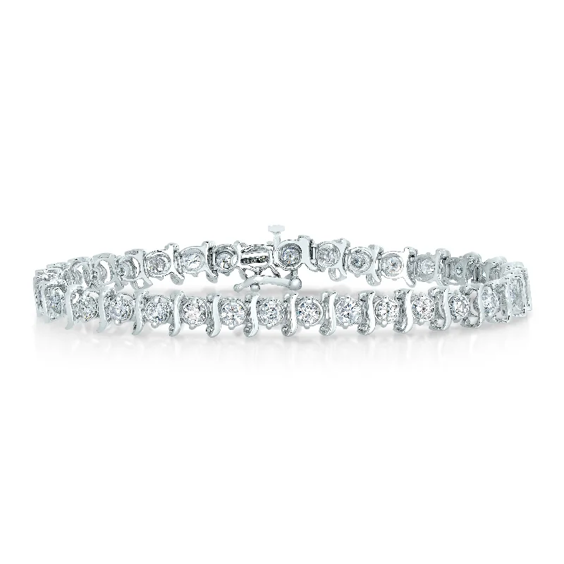 Discounted Jewelry For A Glamorous Look 8 cttw I1 Clarity IGI Certified Diamond Bracelet 14K White Gold S-Link 7 Inch