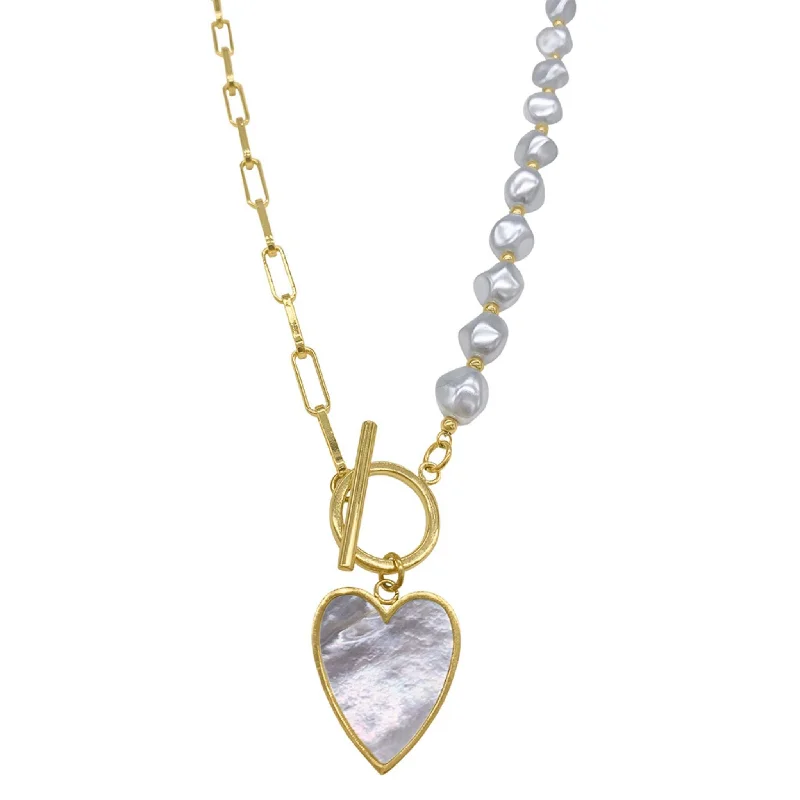 High-End Sparkle, Low-End Prices – Shop Now Adornia Pearl and Chain Heart Toggle Necklace