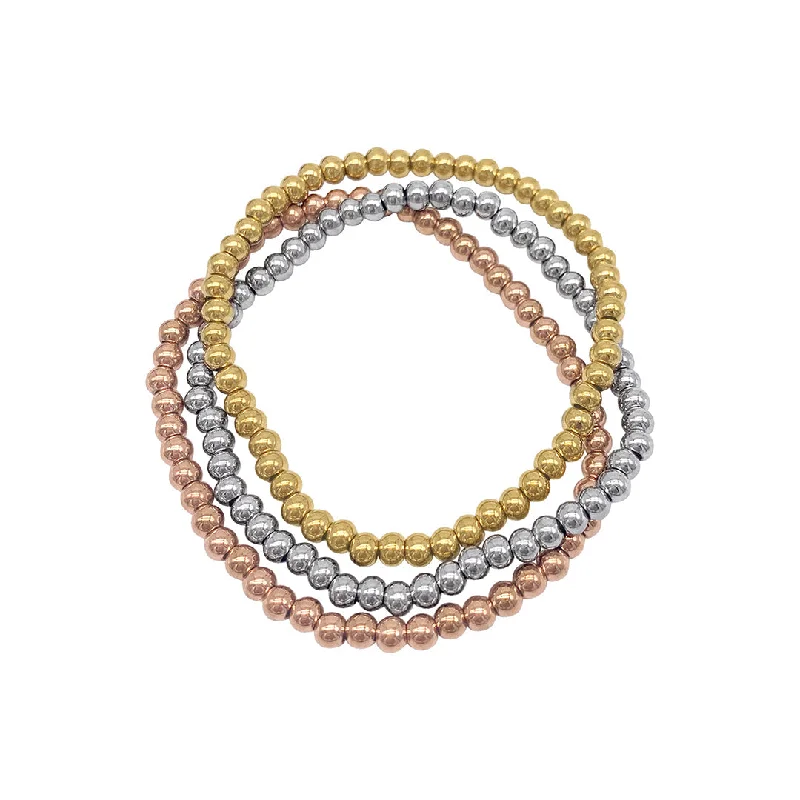 Adornia Trio Ball Bracelet gold rose gold silver