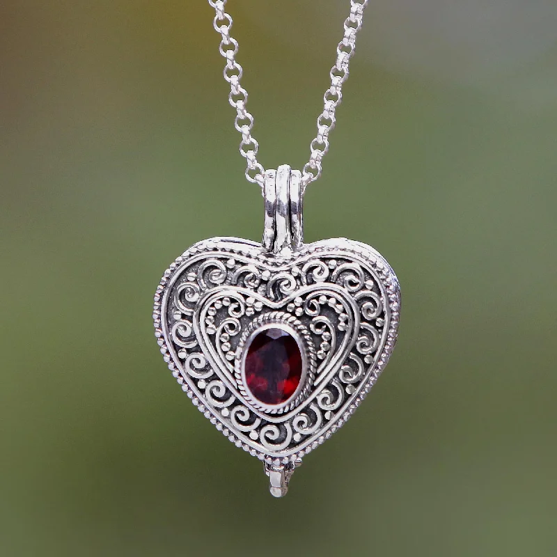Don't Miss Out On Bestselling Jewelry At Special Prices Always In My Heart Garnet Silver Filigree Locket Necklace