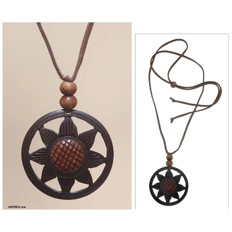 Seasonal Jewelry Clearance – Best Styles At The Lowest Prices Balinese Sunflower Coconut Shell Pendant Necklace