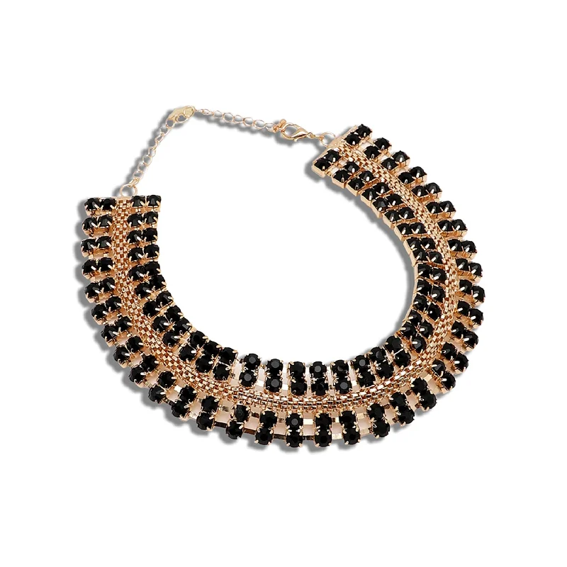 Final Call For Exquisite Jewelry At Reduced Rates Black Color Gold Plated Party Designer Stone Necklace For Women's