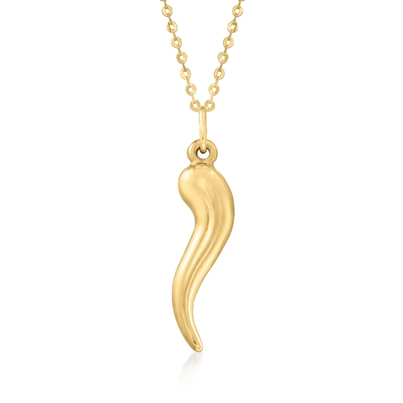 Classic And Modern Jewelry Styles On Sale Canaria 10kt Yellow Gold Italian Horn Pendant Necklace
