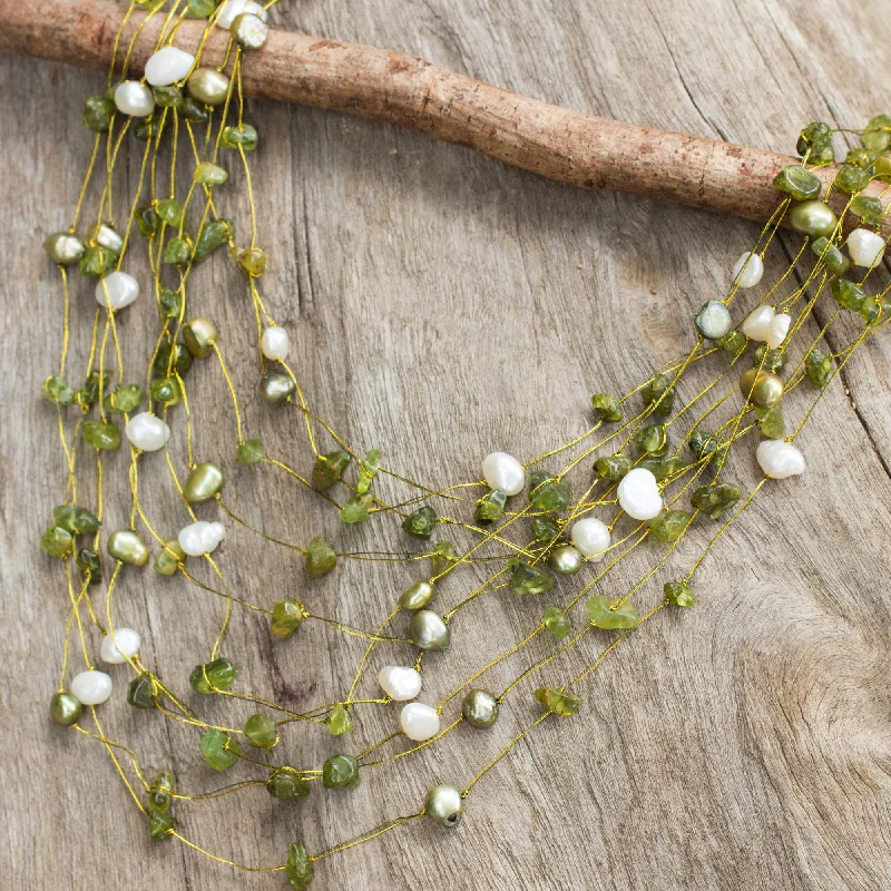 Last Chance To Shop High-End Jewelry At Markdown Prices Cool Shower Peridot & Pearl Strand Necklace