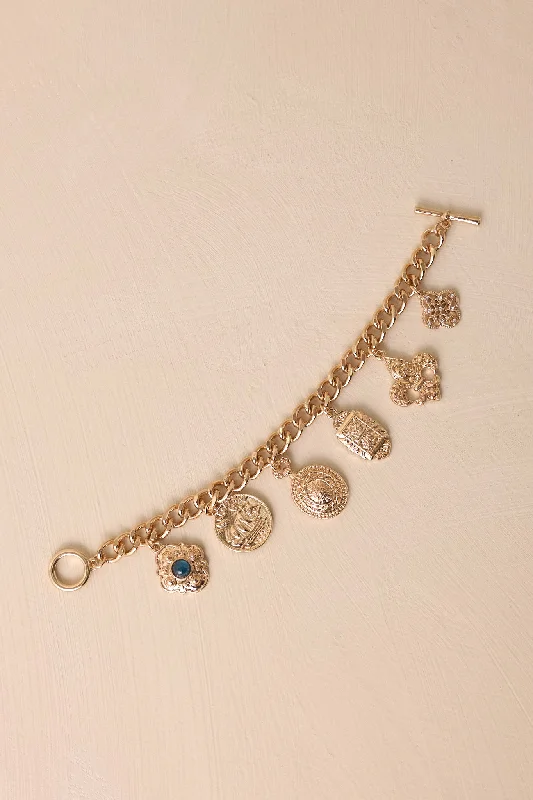 Special Deals On Handcrafted And Designer Jewelry Crimson & Clover Gold Charm Chain Bracelet