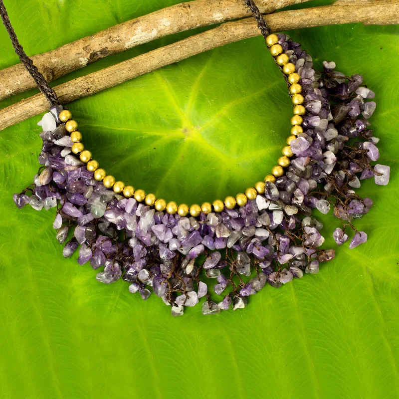 Jewelry Clearance Event – Stock Up Before It's Over Dance Party Amethyst & Brass Beaded Necklace