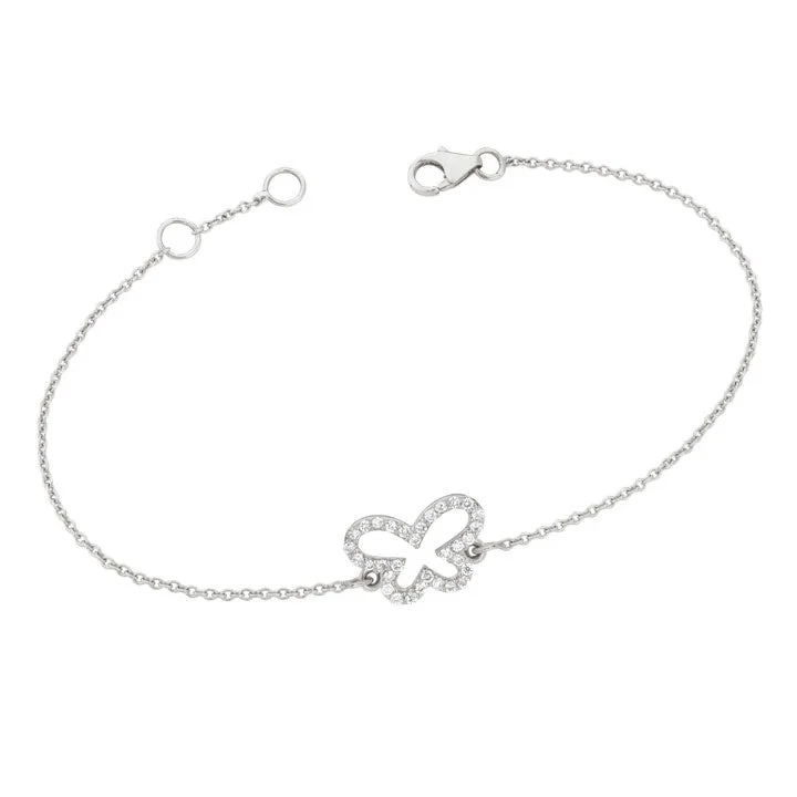 Classic And Modern Jewelry Styles On Sale Diamond Butterfly Bracelet White Gold