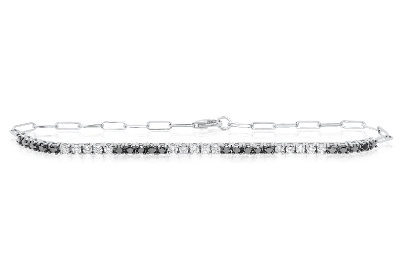 Special Deals On Handcrafted And Designer Jewelry Diana M. 0.90 Carat White and Black Diamond Bracelet