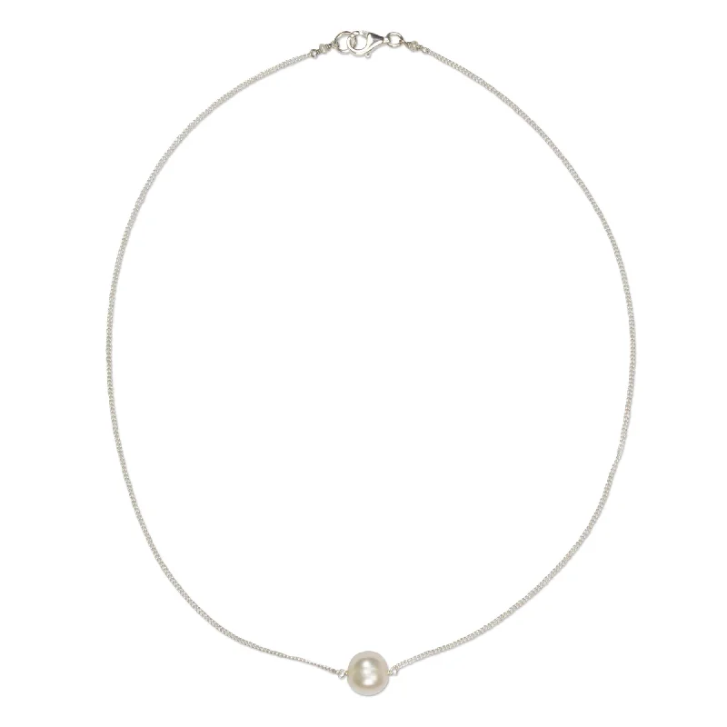Luxury Meets Affordability – Jewelry Sale Live Now Floating Pearl Sterling Silver Necklace