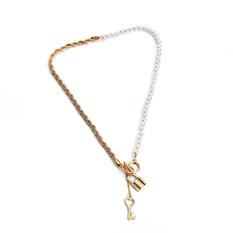 Upgrade Your Jewelry Collection For Less Gold Plated Key Pattern Necklace