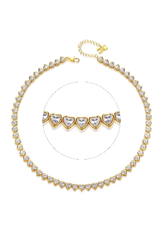 Shine In Style – Shop Jewelry Discounts Today Gold Sparkling Heart Shaped Zirconia Tennis Necklace