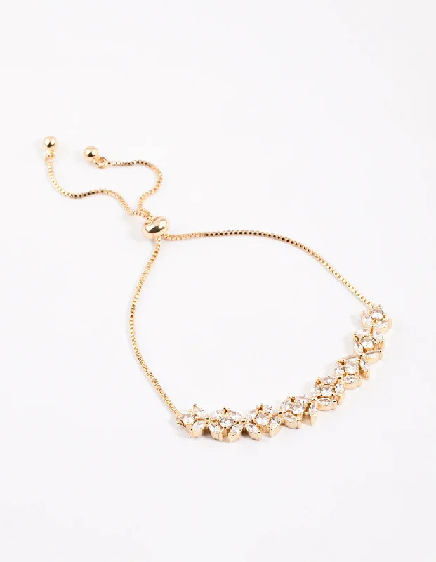 Timeless Jewelry, Timeless Savings – Don't Wait Gold Statement Flower Cubic Zirconia Toggle Bangle