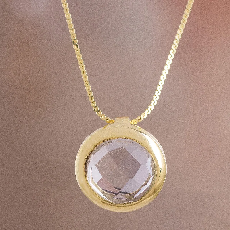 Sparkle On A Budget – Fine Jewelry For Less Golden Circle Quartz Gold Plated Silver Pendant Necklace