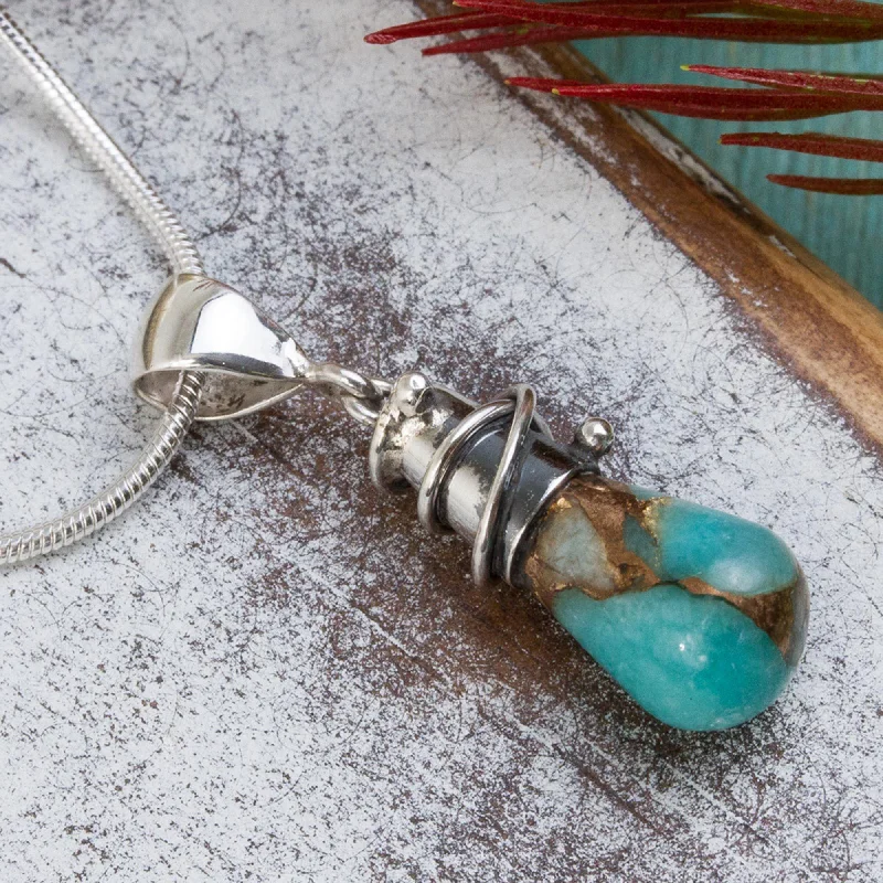 Sparkle On A Budget – Fine Jewelry For Less Golden Sea Currents Amazonite Pendant Necklace