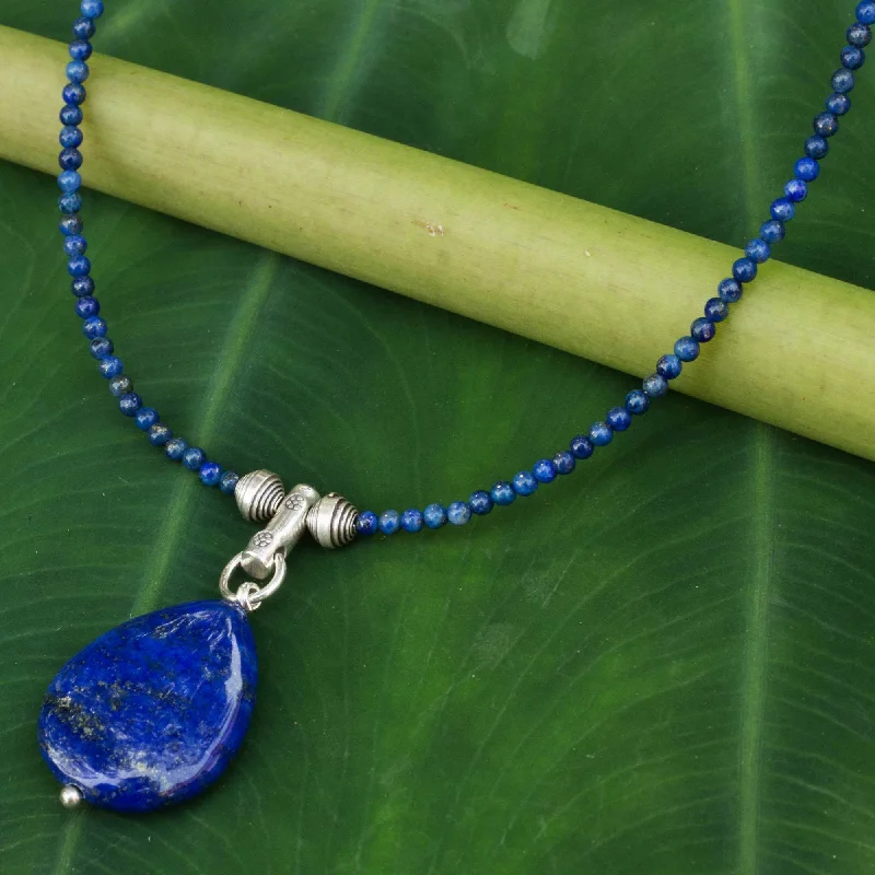 High-End Jewelry, Now More Affordable Than Ever Lapis Lazuli & Sterling Silver Beaded Pendant Necklace