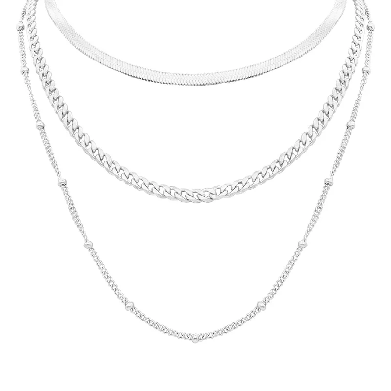 Adornia Layered Chain Necklace silver