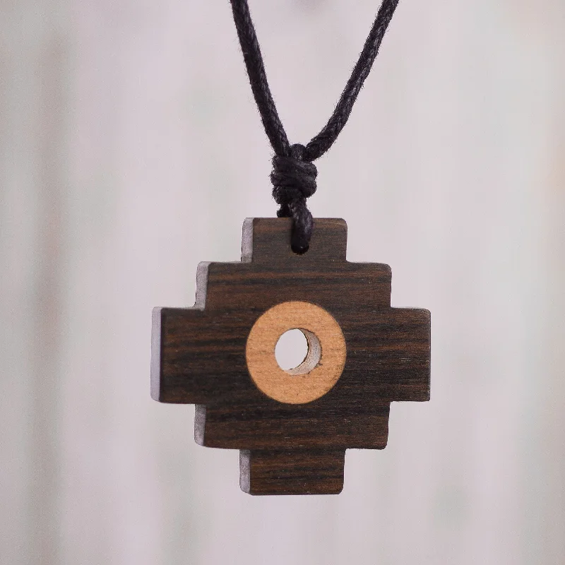 Exclusive Online Jewelry Sale – Don't Wait Layered Chakana Wood Pendant Necklace