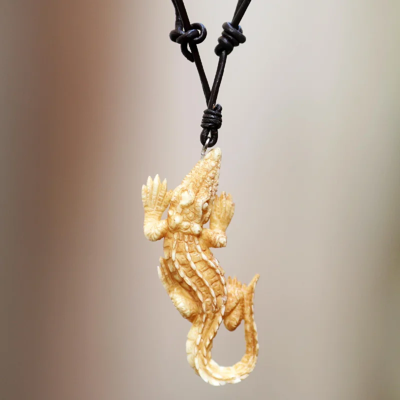 Jewelry Sale Bonanza – Grab Your Sparkle Now Leather & Bone Alligator Pendant Necklace