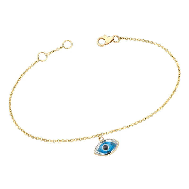 Don't Miss Out On Jaw-Dropping Jewelry Discounts Marquise Evil Eye Hanging Bracelet Yellow Gold