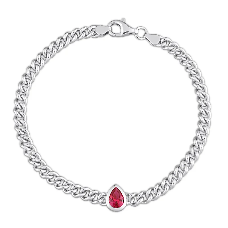 Flash Jewelry Sale – Get Stunning Pieces At Low Prices Mimi & Max 1 1/7 CT TGW Pear Created Ruby Curb Link Chain Bracelet in Sterling Silver