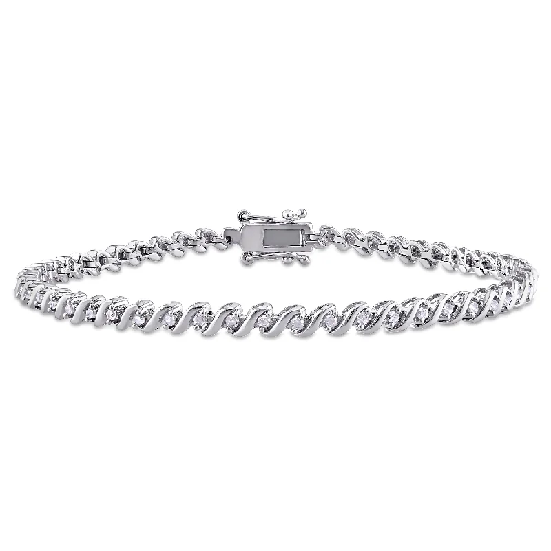 Best Jewelry Sale – Shop Exclusive Designs Now Mimi & Max 1/2ct TDW Diamond S-Shape Tennis Bracelet in Sterling Silver