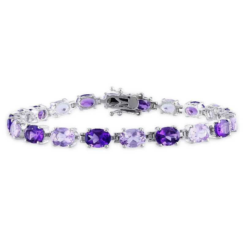 Jewelry Deals That Outshine The Rest Mimi & Max 14 1/2ct TGW Oval Amethyst-Africa and Rose de France Bracelet in Sterling Silver - 7.25in