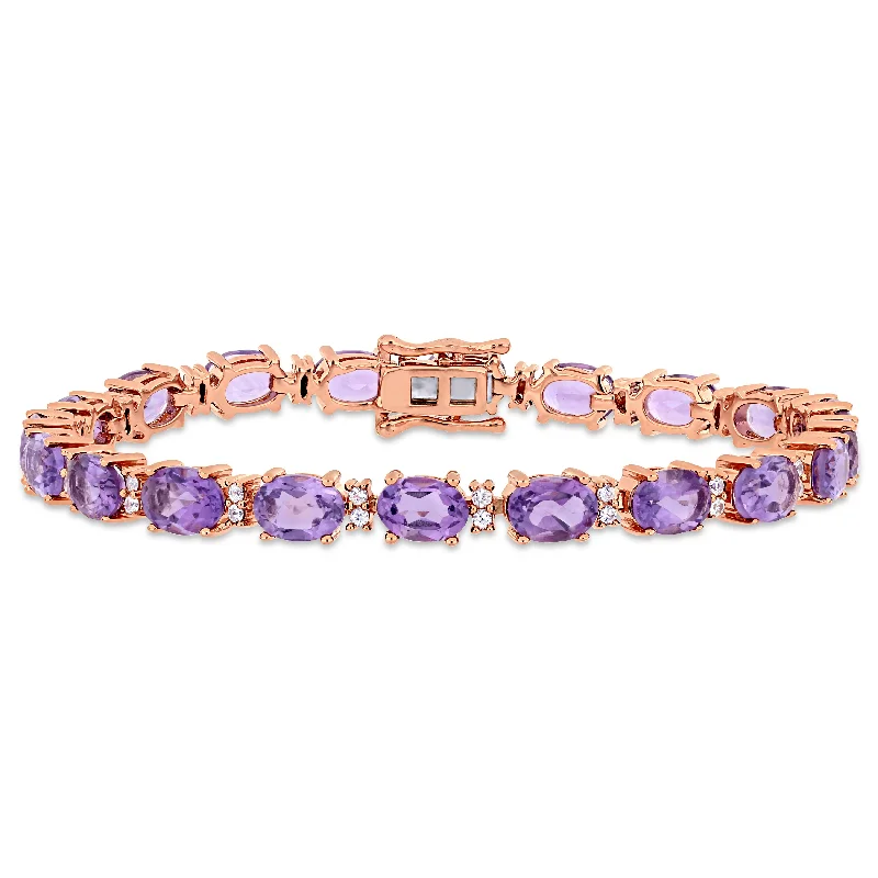 Mimi & Max 14 5/8ct TGW Amethyst and White Sapphire Tennis Bracelet in Rose Silver