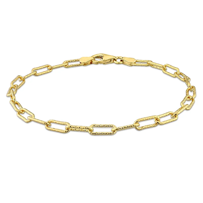 Mimi & Max 3.5mm Fancy Paperclip Chain Bracelet in Yellow Plated Sterling Silver - 7.5 in