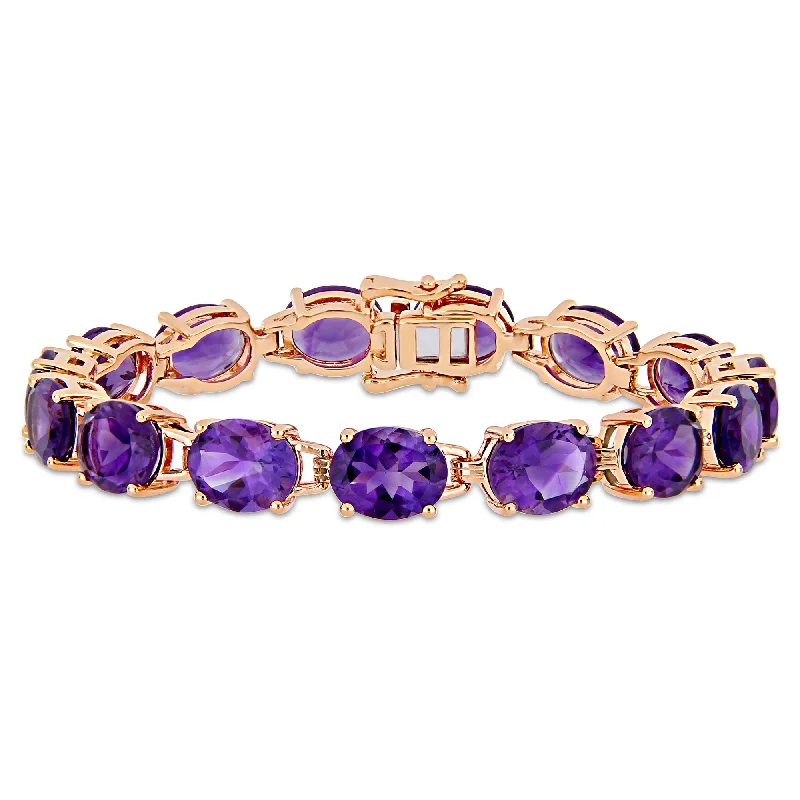Unmissable Jewelry Sale – Shop Before It's Too Late Mimi & Max 36 CT TGW Oval-Cut Africa-Amethyst Tennis Bracelet in Rose Gold Plated Sterling Silver
