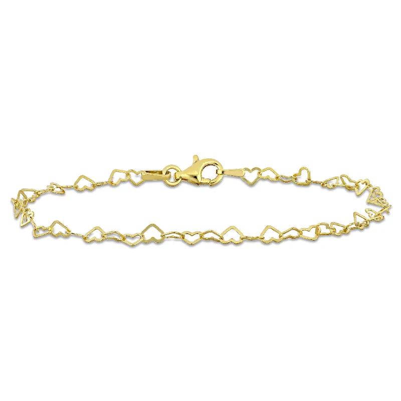 Timeless Beauty, Unbeatable Deals – Jewelry Sale On Mimi & Max 3mm Heart Link Bracelet with Lobster Clasp in Yellow Plated Sterling Silver - 7.5 in.