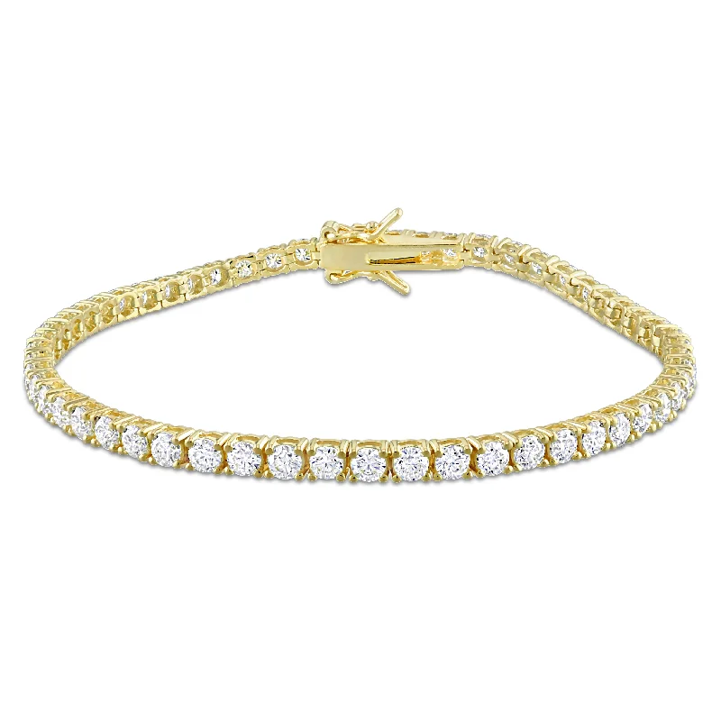 Mimi & Max 5 5/8ct DEW Created Moissanite Tennis Bracelet in Yellow Plated Sterling Silver-8 in