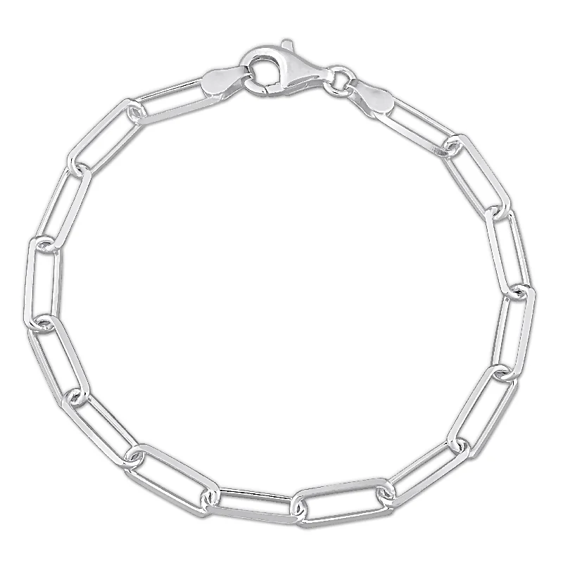 Mimi & Max 5mm Diamond Cut Paperclip Chain Bracelet in Sterling Silver, 7.5 in