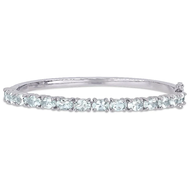 Trending Jewelry Now At Unbeatable Prices Mimi & Max 6 1/3ct TGW Aquamarine Bangle in Sterling Silver
