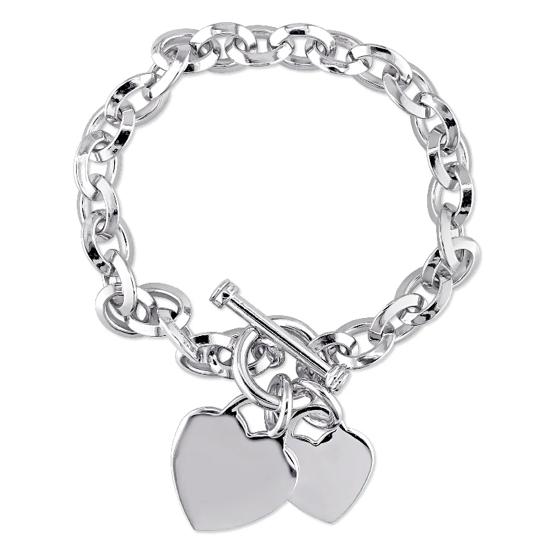 Mimi & Max Heart Charms Charm Bracelet in Sterling Silver