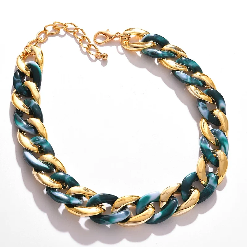 Timeless Jewelry Styles At Wallet-Friendly Prices Multi Color Gold Plated Necklace With Chain Detail For Women's
