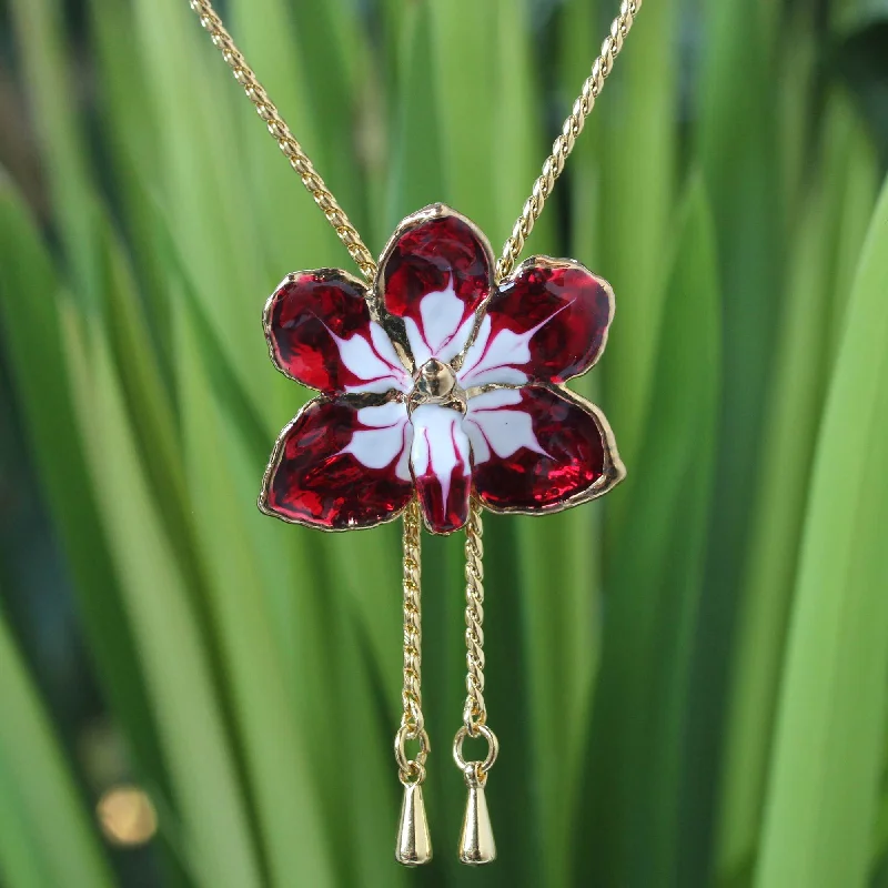Shop Jewelry That Shines Without The High Price Natural Orchid Pendant Lariat Necklace