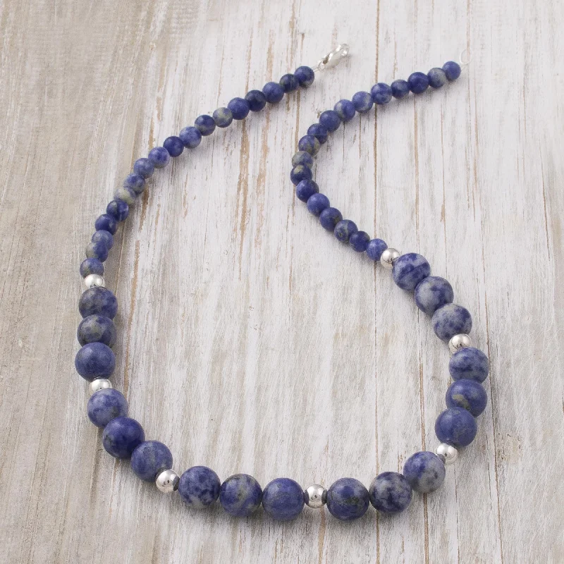 Stunning Jewelry At Even More Stunning Prices Ocean Dew Sodalite Silver Beaded Necklace