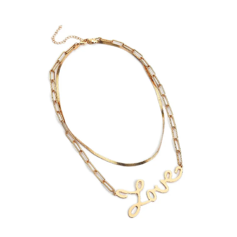 Personalized Jewelry Sale – Unique Gifts At Low Prices Pack Of 2 Gold Plated Love Printed Necklace