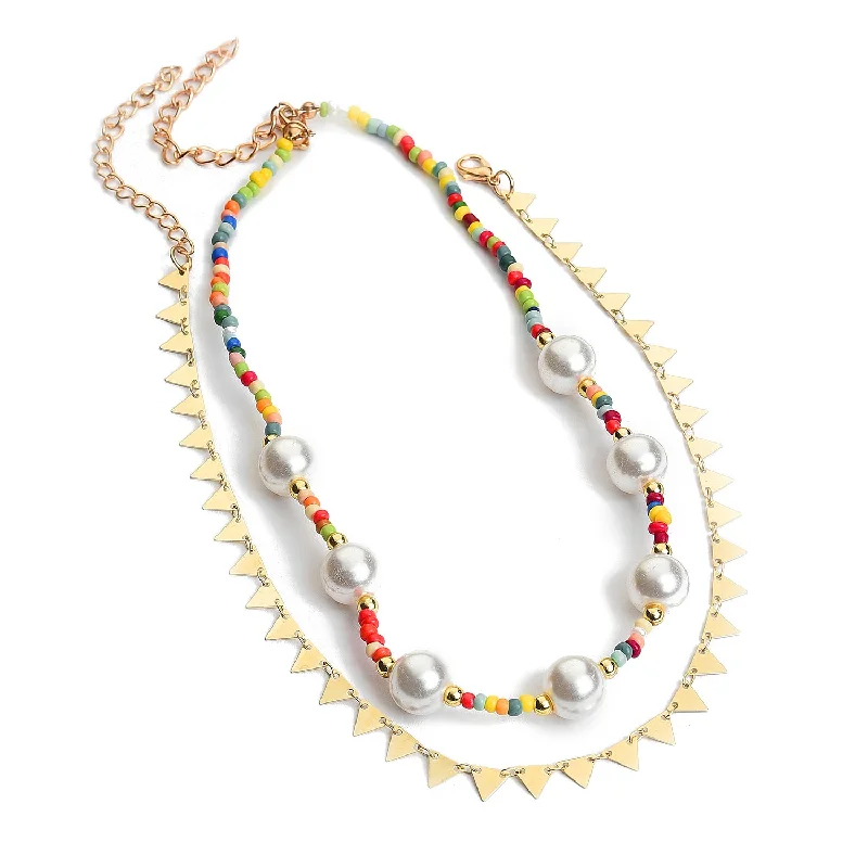Everyday Jewelry Essentials Now On Sale Pack Of 2 Gold Plated Pearl Beaded Necklace
