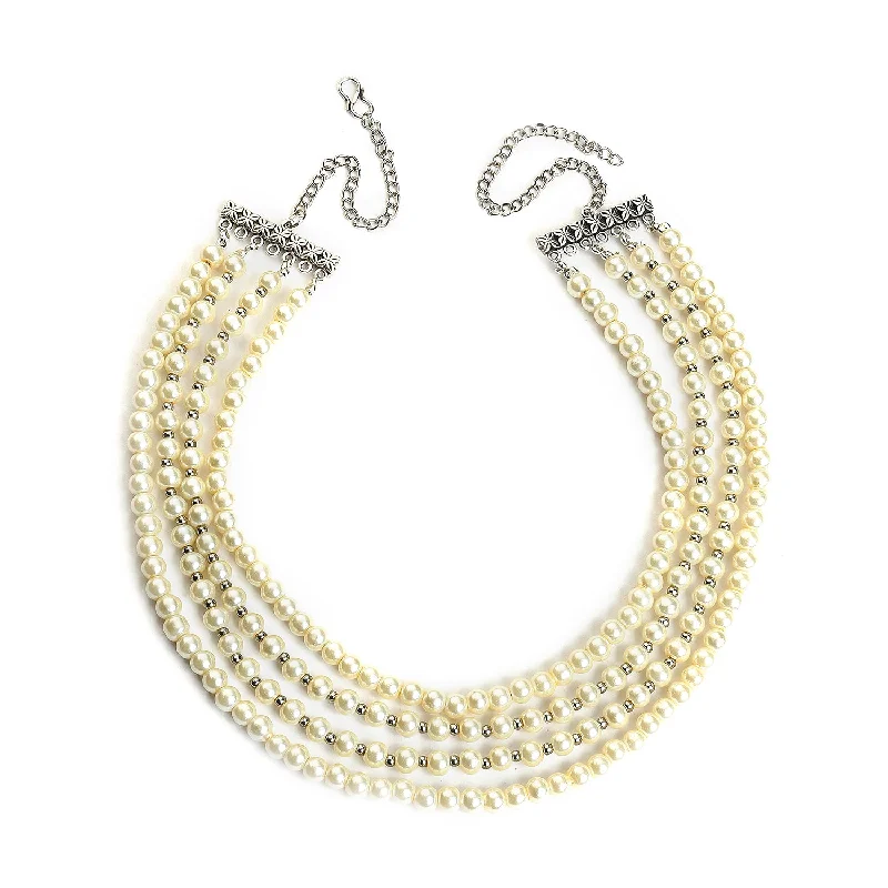 Exclusive Gemstone Jewelry Markdowns – Shop Now Pearl Beaded Silver Plated Necklace