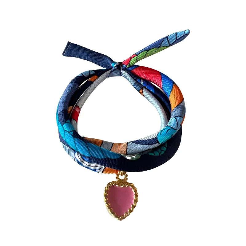 Once-A-Year Jewelry Sale – Grab Your Favorites Now Pink Hand Printed Pure Silk 925 Sterling Silver Silk Bracelet 18k