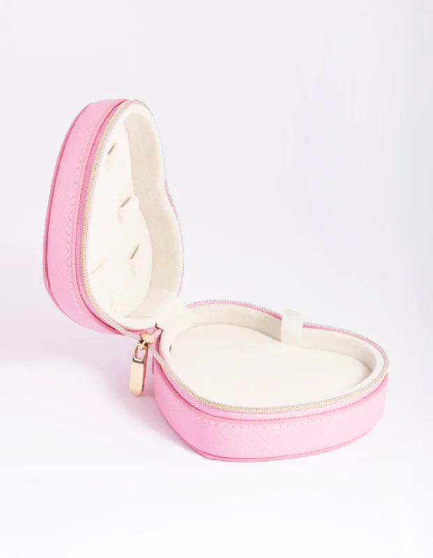 Modern Statement Jewelry For Bold Styling Pink Heart PU Leather Jewellery Box