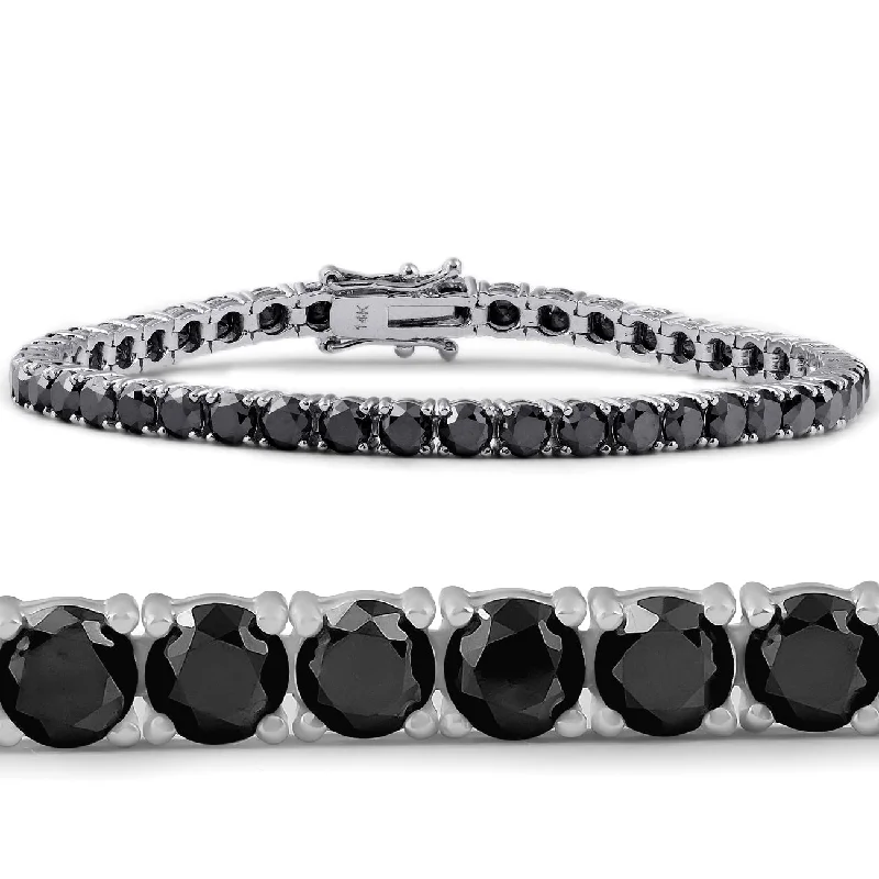 Discounted Jewelry For A Glamorous Look Pompeii3 14k White Gold Black Diamond Round-Cut Tennis Bracelet 11 1/2Ct 7"