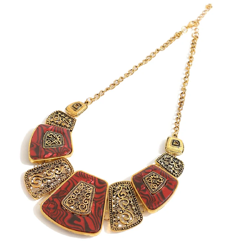 Best Jewelry Sale Prices – Limited-Time Offer Red Color Gold Plated Red Stone Designer Necklace For Women's
