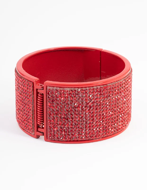 Premium Jewelry At Promotional Prices – Shine Today Red Statement Diamante Clamp Bracelet
